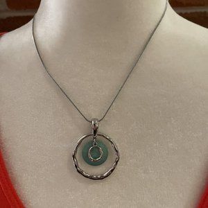 LIA SOPHIA Out to Sea Blue Mother of Pearl Silver Tone 16-19” Necklace EUC